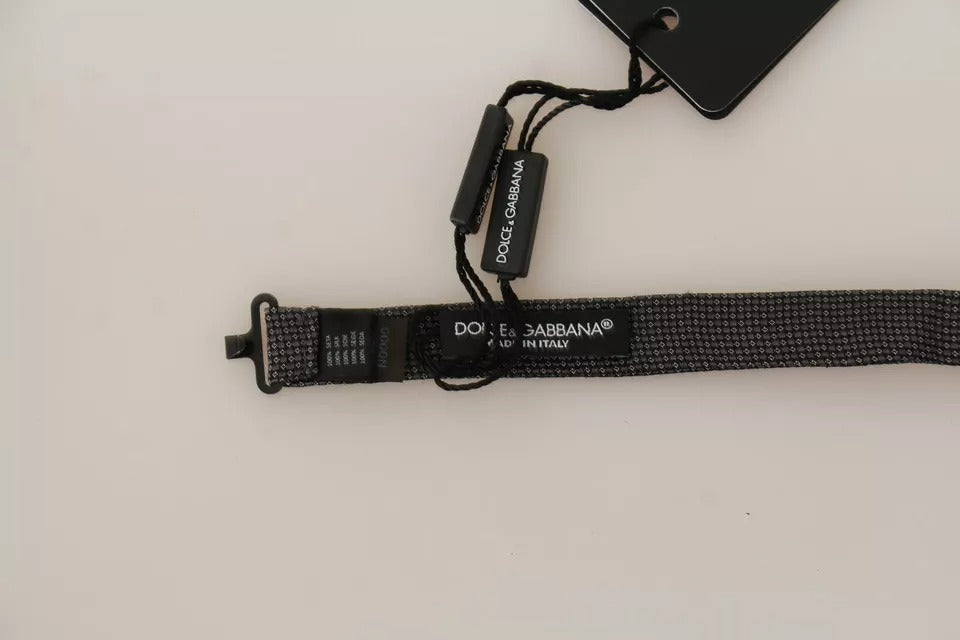 Dolce & Gabbana Grey Pattern Silk Bow Tie