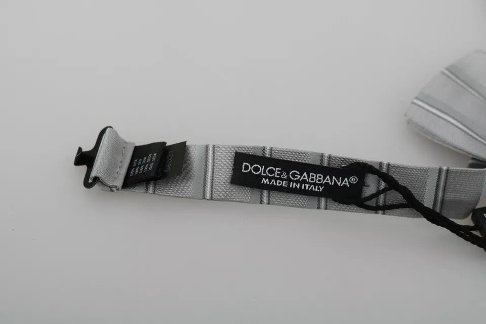 Dolce & Gabbana Light Grey Lining Butterfly Bow Tie
