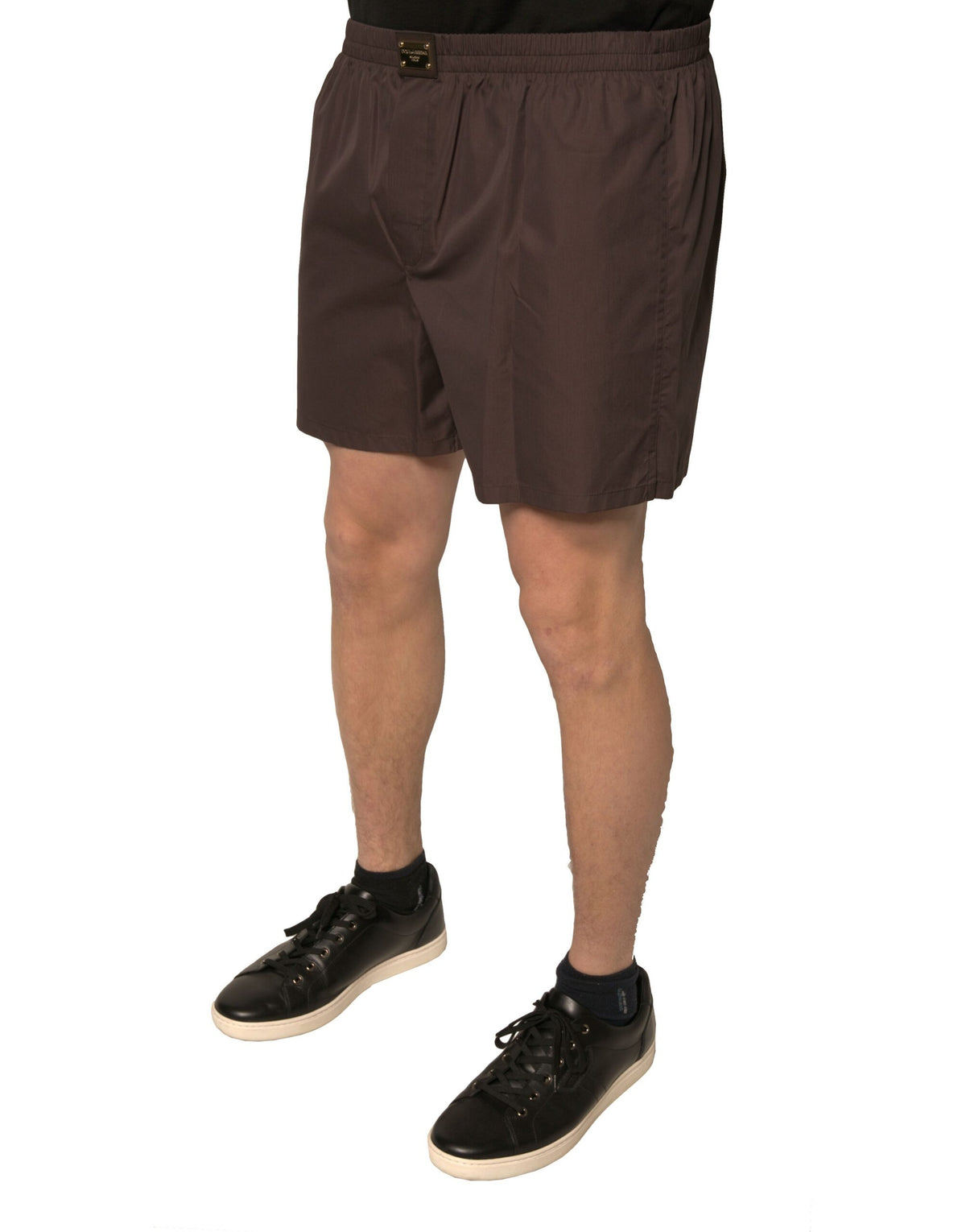 Dolce & Gabbana Brown Cotton Blend Mid-Waist Shorts