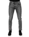 Dolce & Gabbana Dark Grey Washed Cotton Slim Fit Jeans