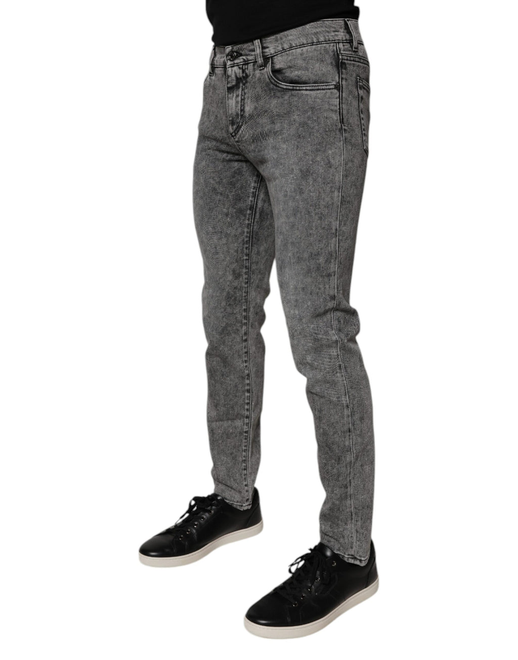 Dolce & Gabbana Dark Grey Washed Cotton Slim Fit Jeans