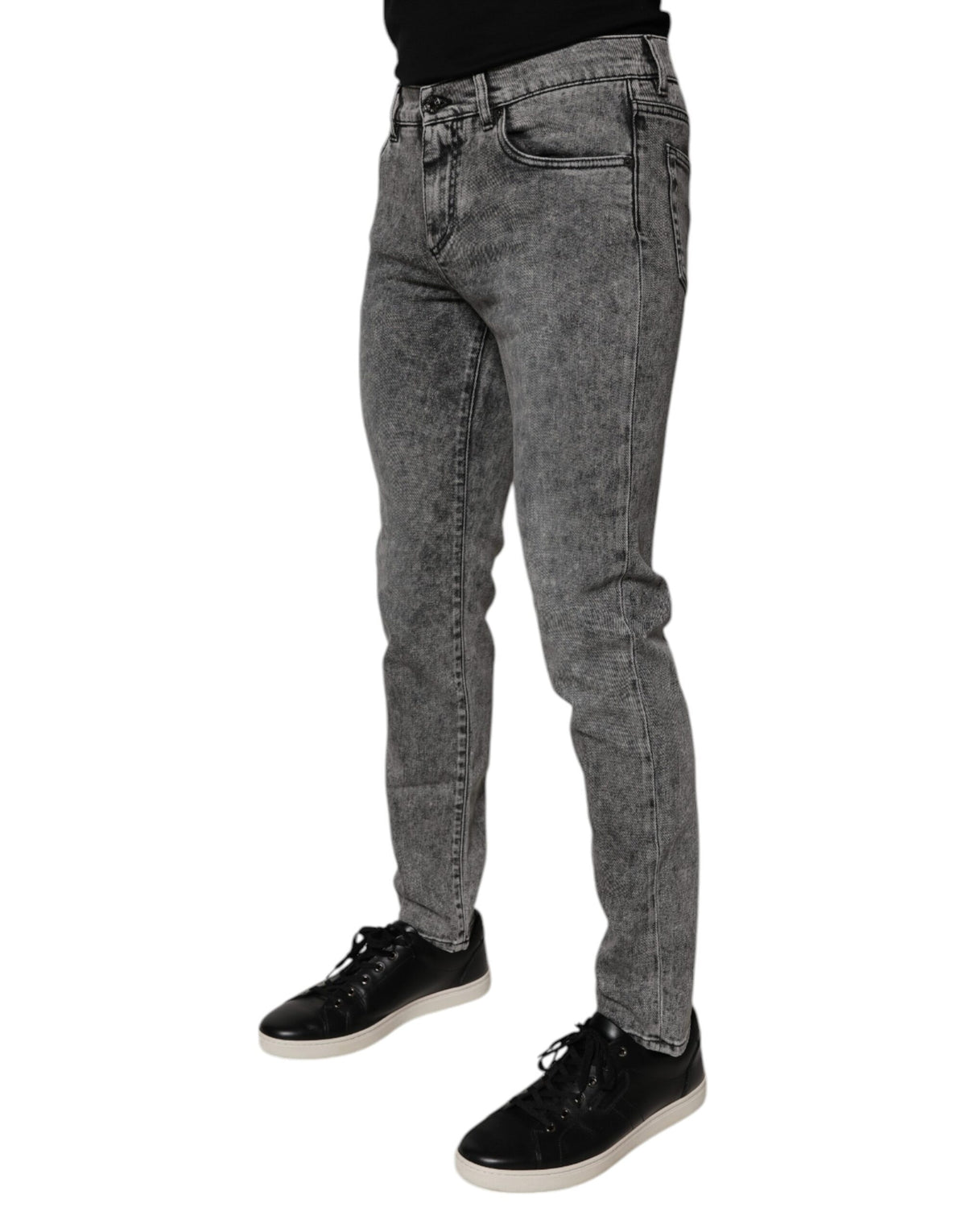 Dolce & Gabbana Dark Grey Washed Cotton Slim Fit Jeans