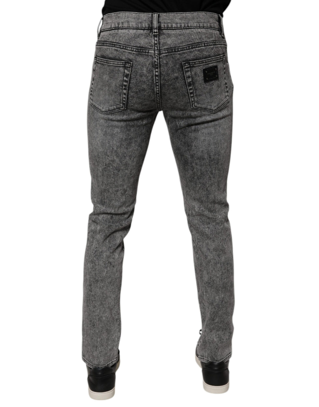 Dolce & Gabbana Dark Grey Washed Cotton Slim Fit Jeans