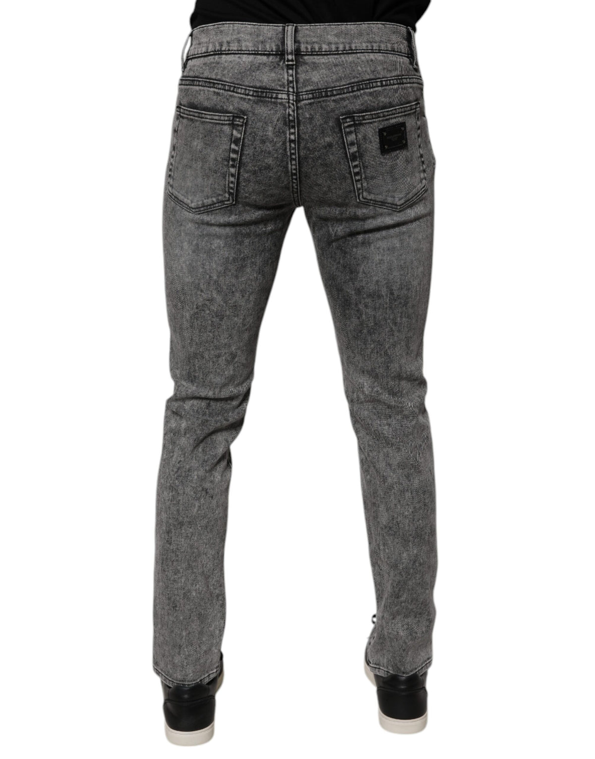Dolce & Gabbana Dark Grey Washed Cotton Slim Fit Jeans