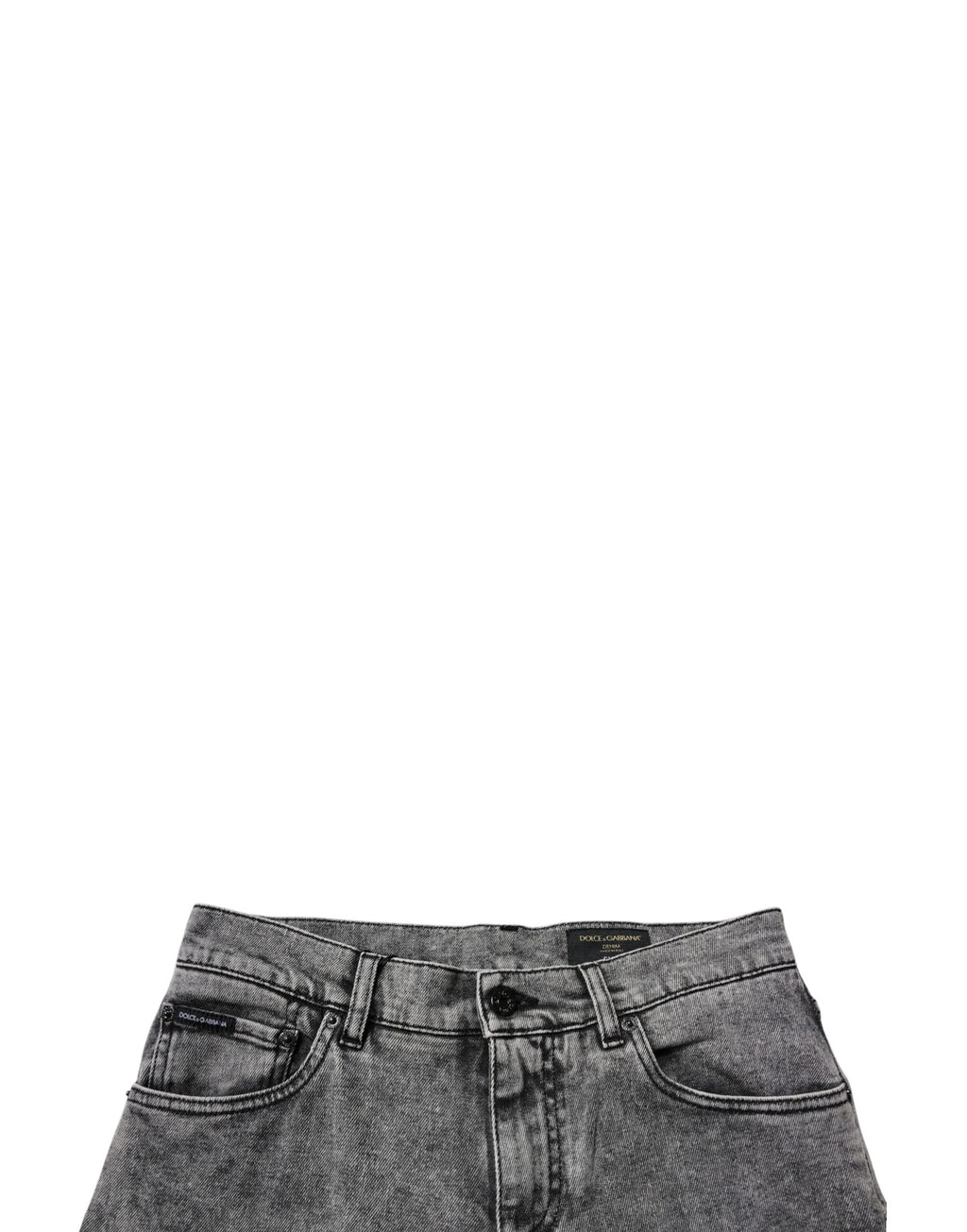 Dolce & Gabbana Dark Grey Washed Cotton Slim Fit Jeans