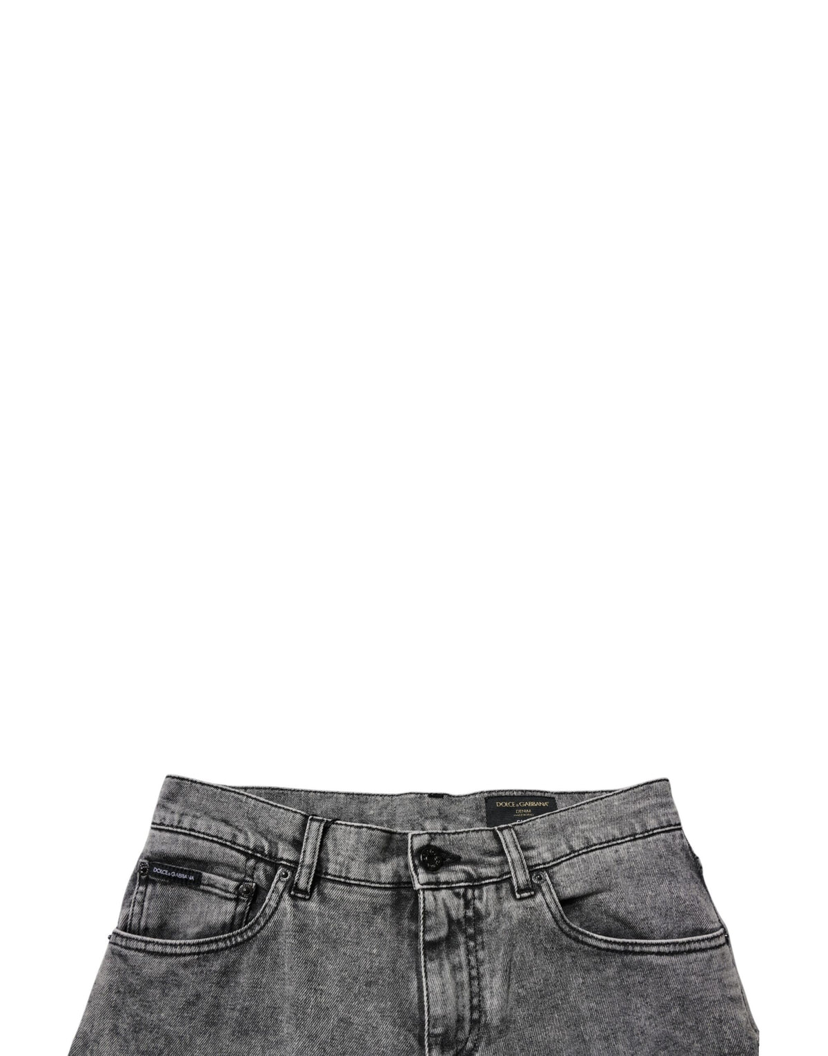 Dolce & Gabbana Dark Grey Washed Cotton Slim Fit Jeans
