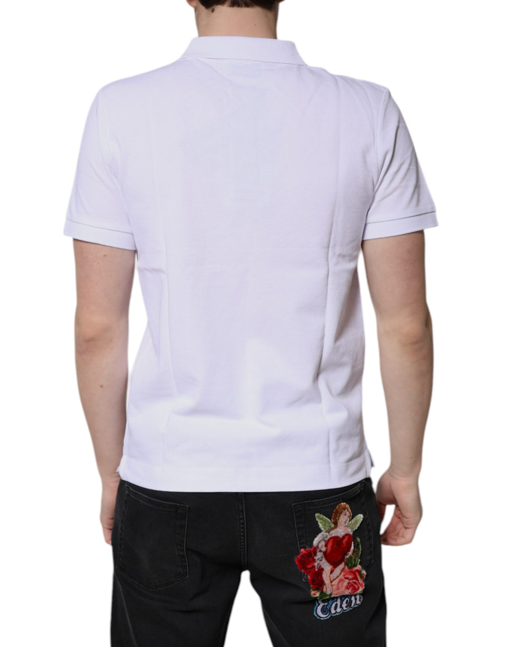 Dolce & Gabbana White Cotton Crown Collared Polo Shirt