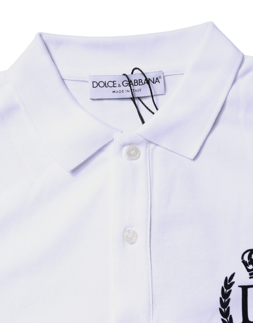 Dolce & Gabbana White Cotton Crown Collared Polo Shirt