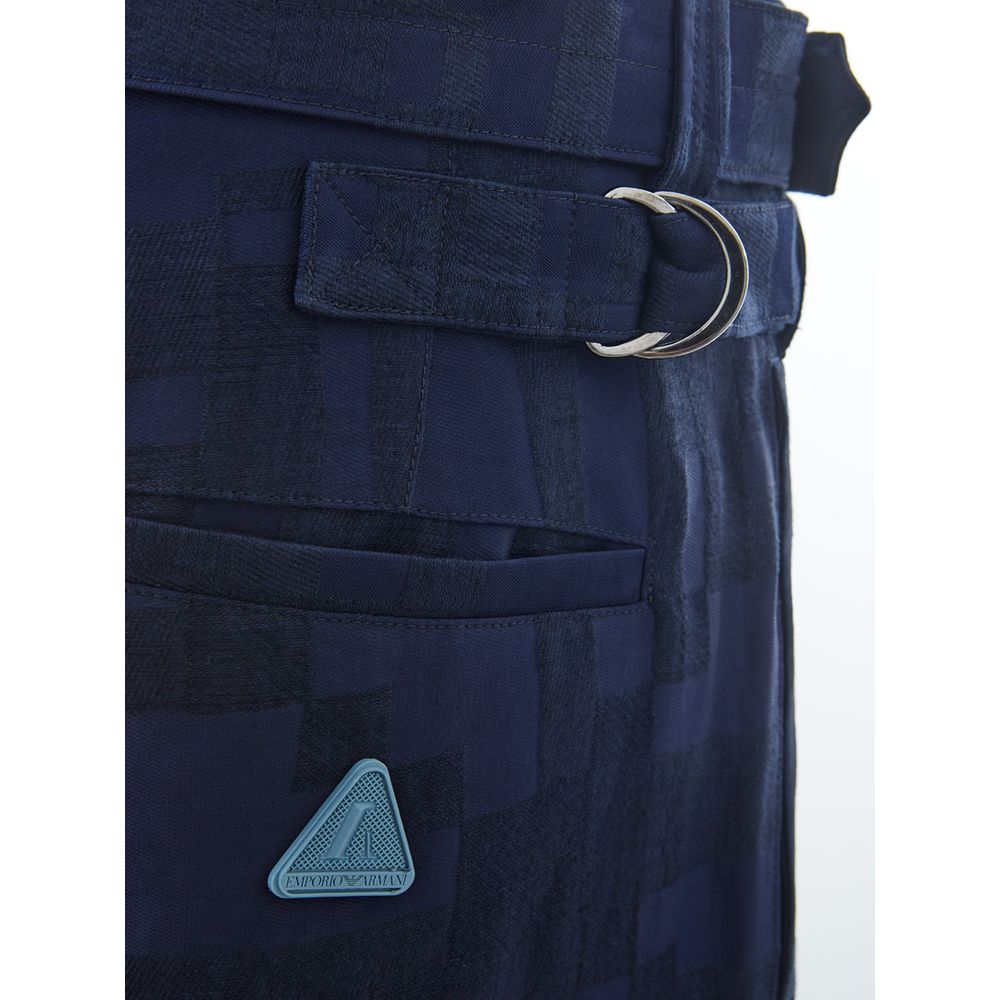 Emporio Armani Blue Linen Casual Trousers