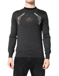 Dolce & Gabbana Grey Embroidery Knit Sweater