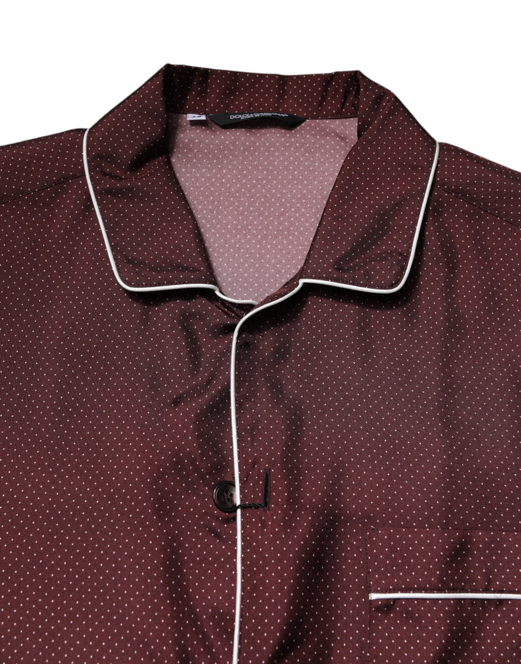 Dolce & Gabbana Burgundy Silk Dotted Long-Sleeve Shirt