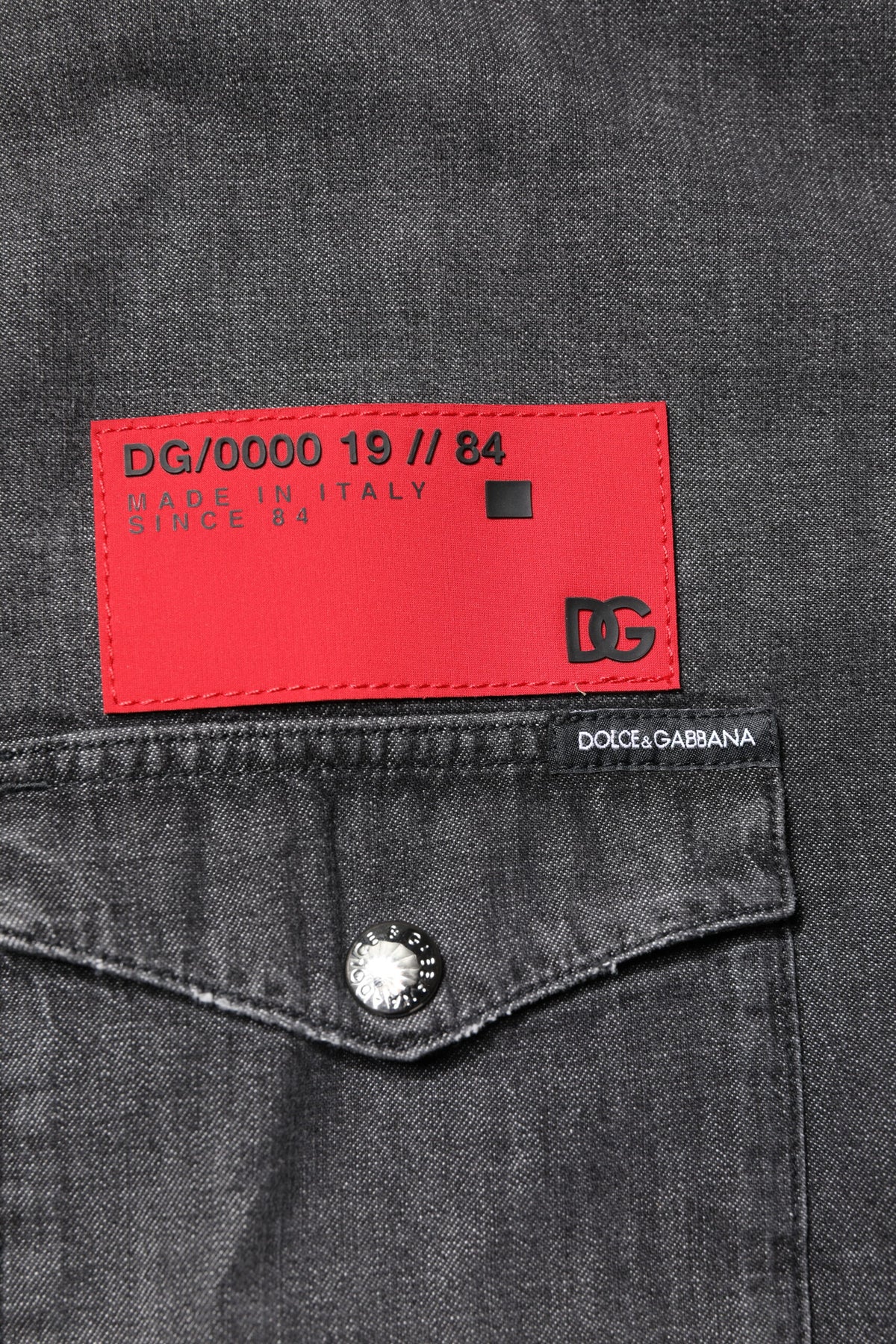 Dolce & Gabbana Grey Long-Sleeve Button-Down Denim Shirt