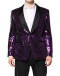 Dolce & Gabbana Purple Sicilia Sequin Embellished Coat