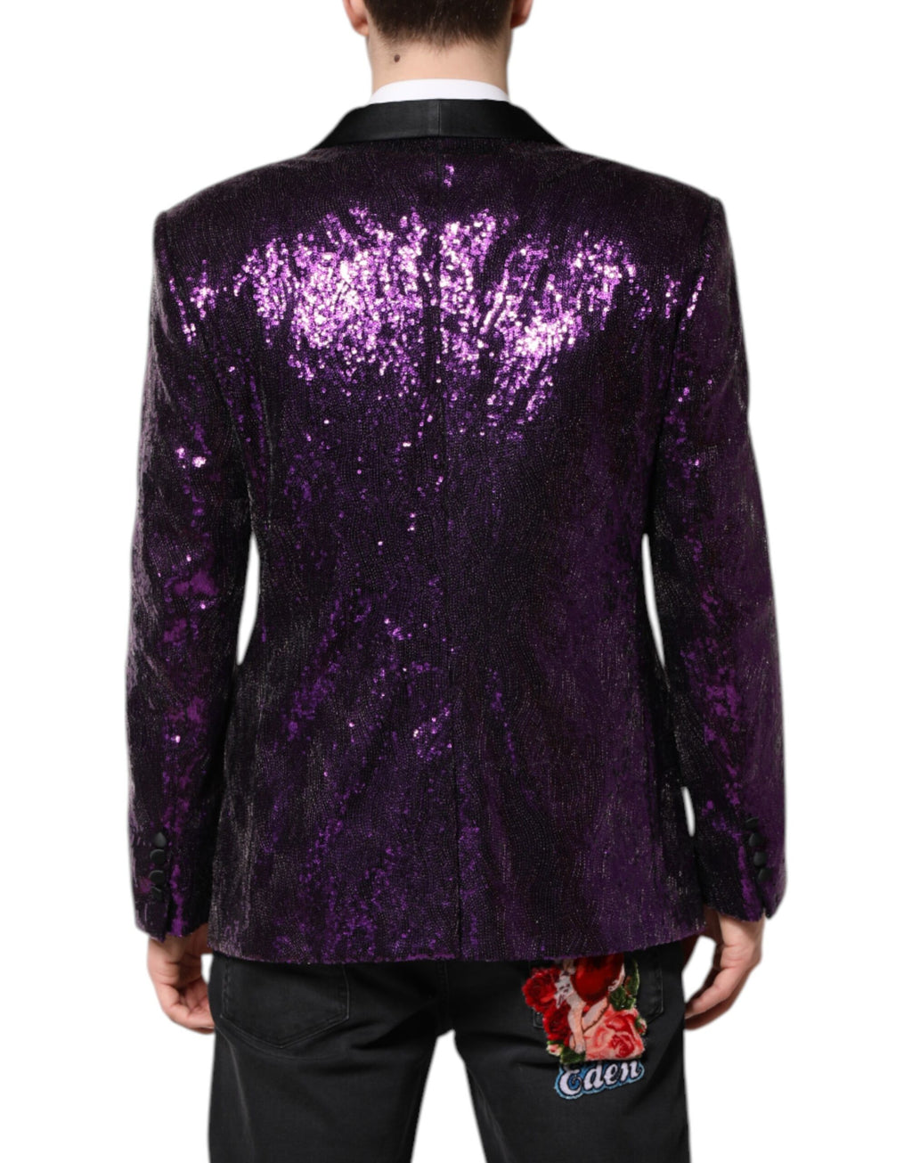 Dolce & Gabbana Purple Sicilia Sequin Embellished Coat