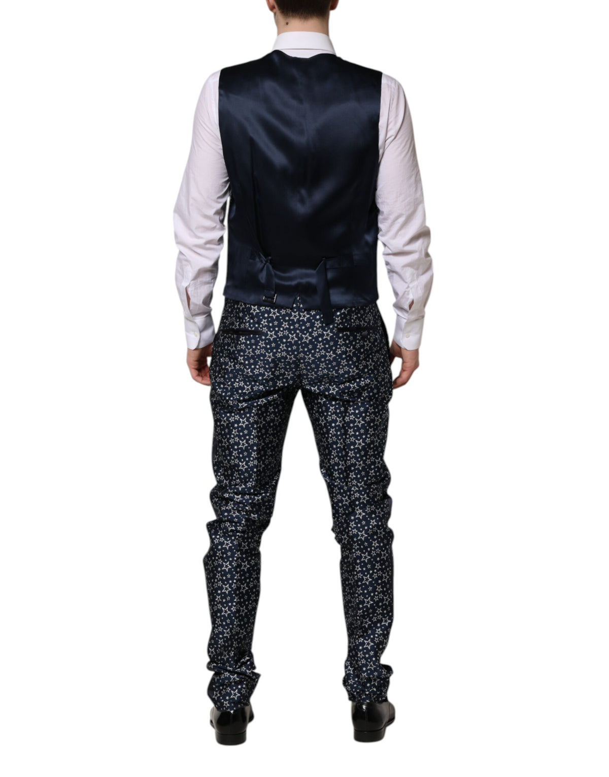 Dolce & Gabbana Blue Martini Star Jacquard 3-Piece Suit
