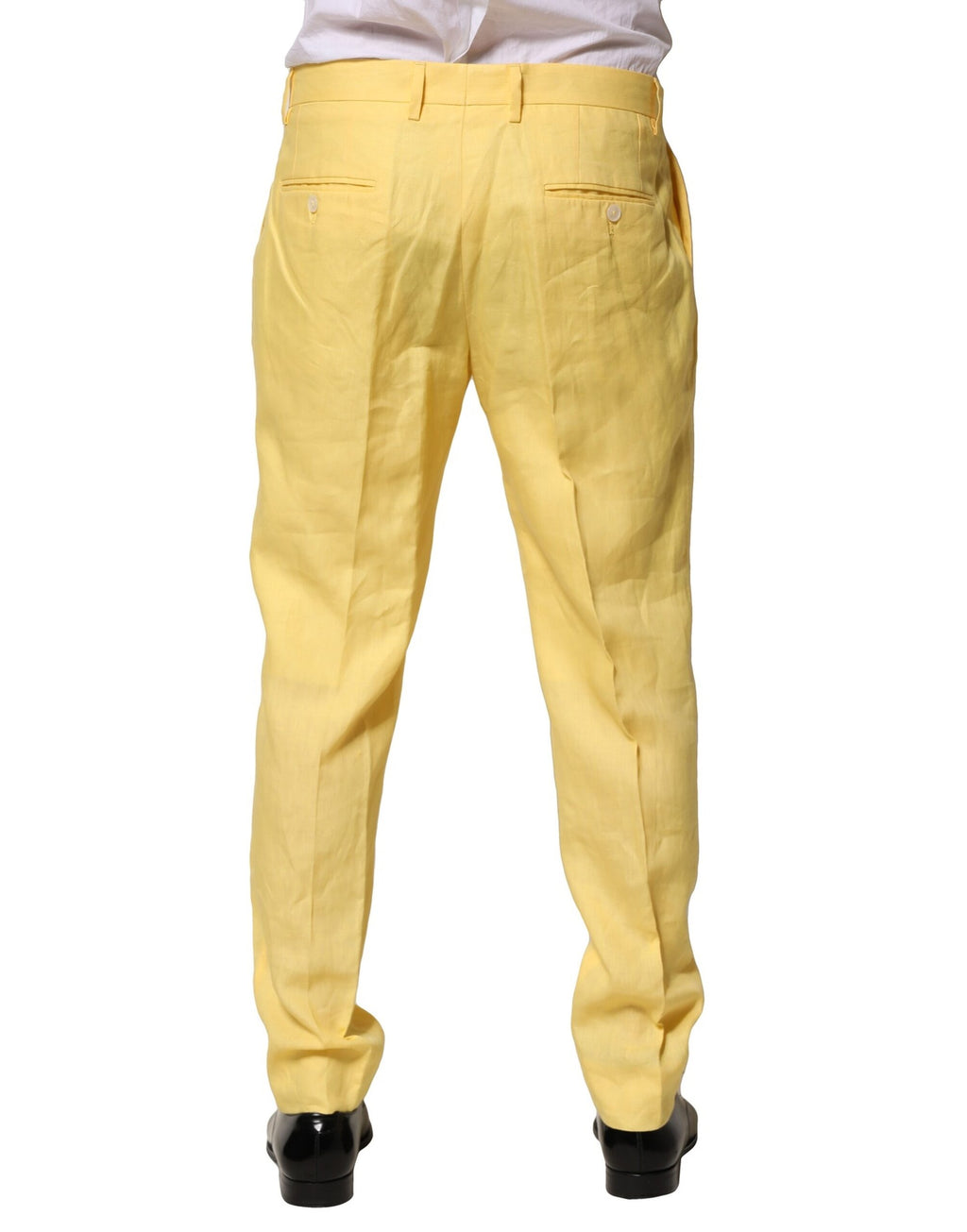 Dolce & Gabbana Yellow Flax Tapered Dress Trousers