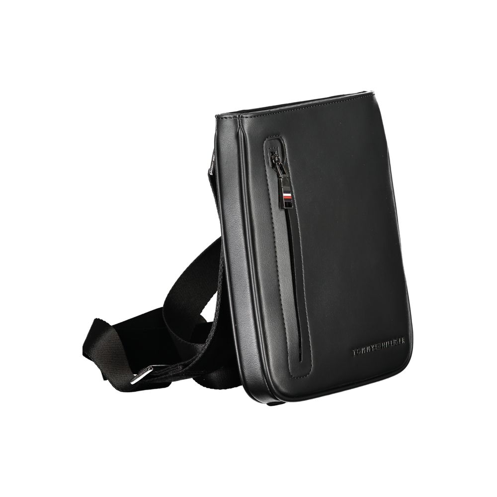 Black Polyurethane Men's Shoulder Bag