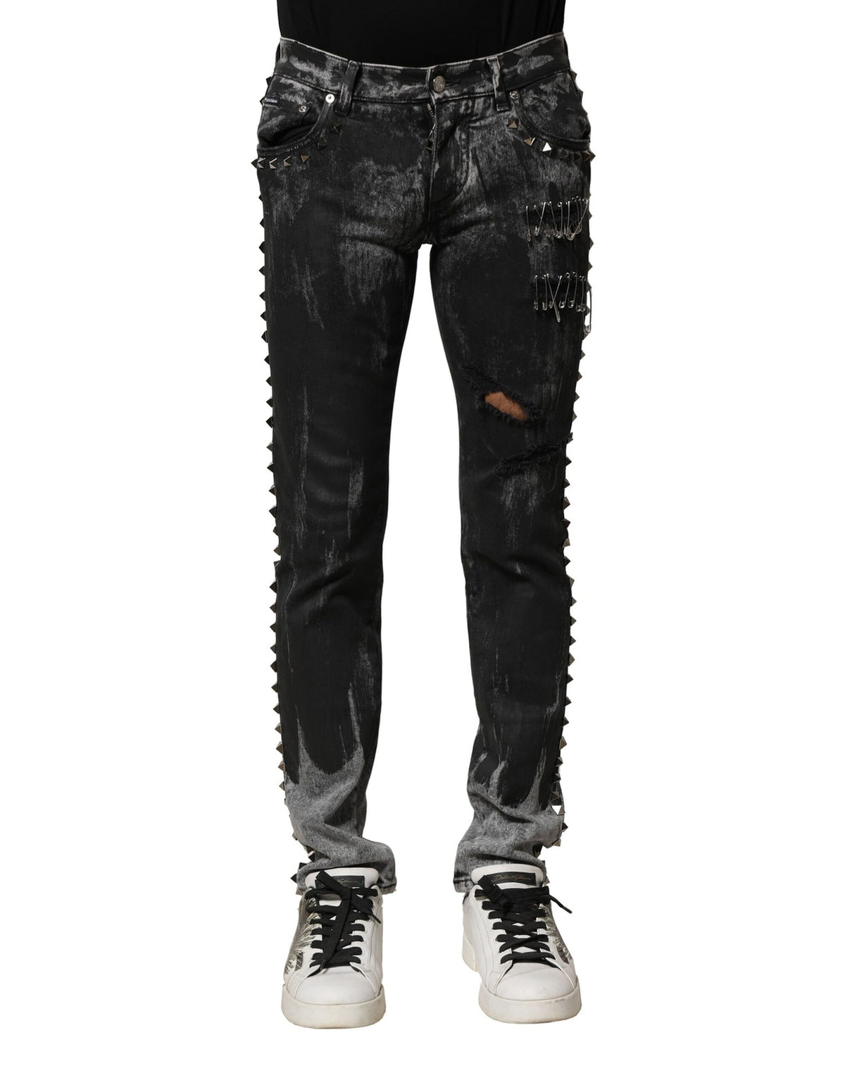 Dolce & Gabbana Black Washed Embellished Skinny Jeans