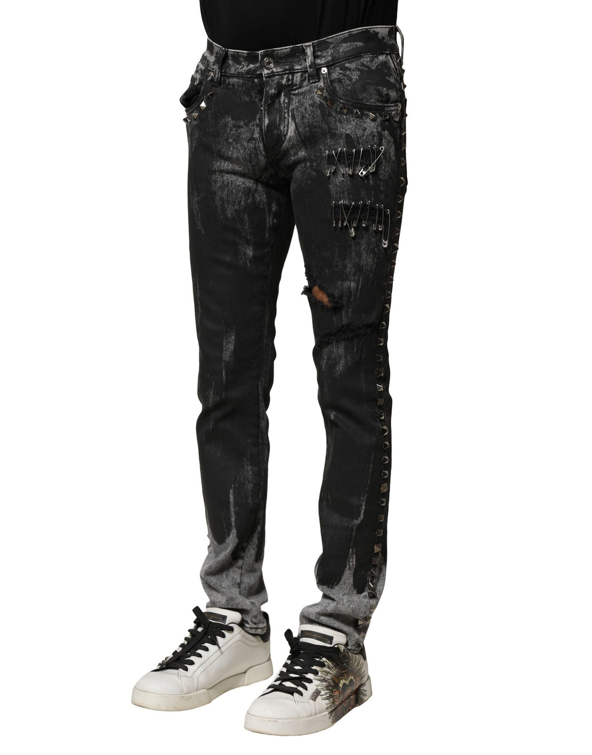 Dolce & Gabbana Black Washed Embellished Skinny Jeans