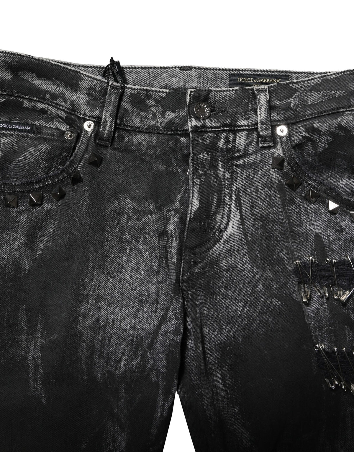 Dolce & Gabbana Black Washed Embellished Skinny Jeans
