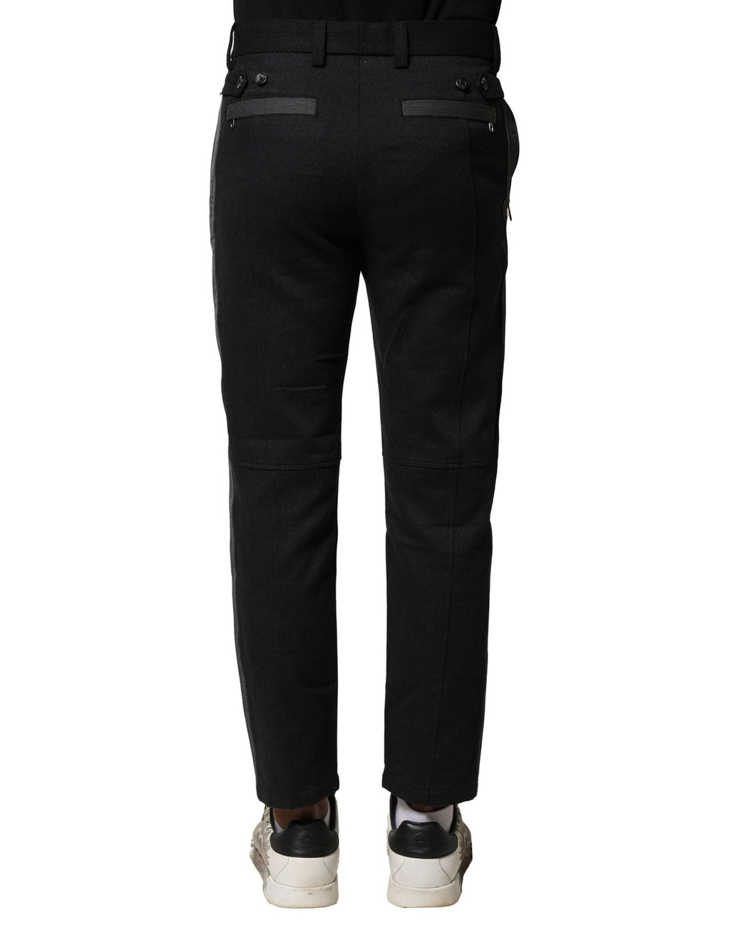 Dolce & Gabbana Black Grey Cotton Tapered Trousers