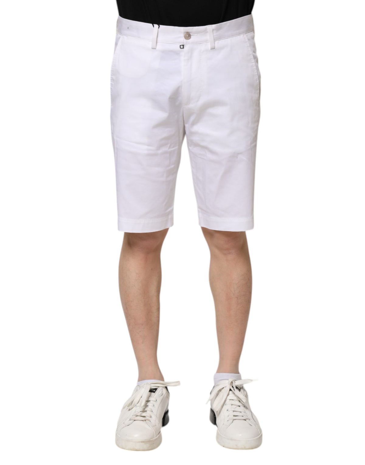 Dolce & Gabbana White Cotton Stretch Denim Bermuda Shorts