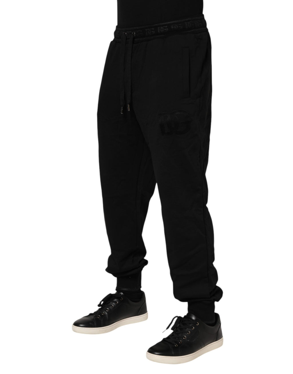 Black Cotton Drawstring Jogger Pants