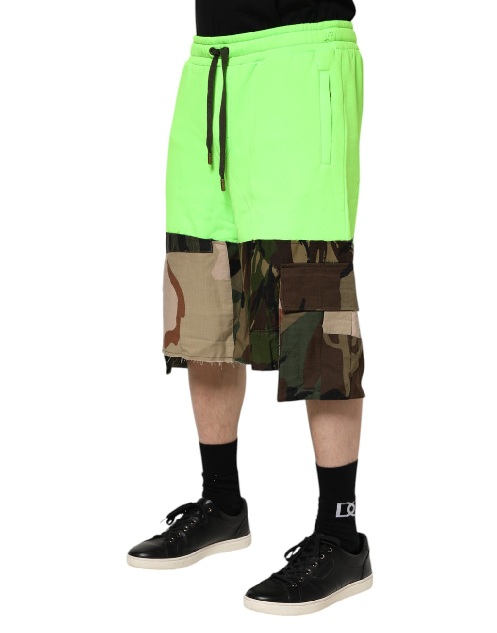 Dolce & Gabbana Green Patchwork Cargo Bermuda Shorts