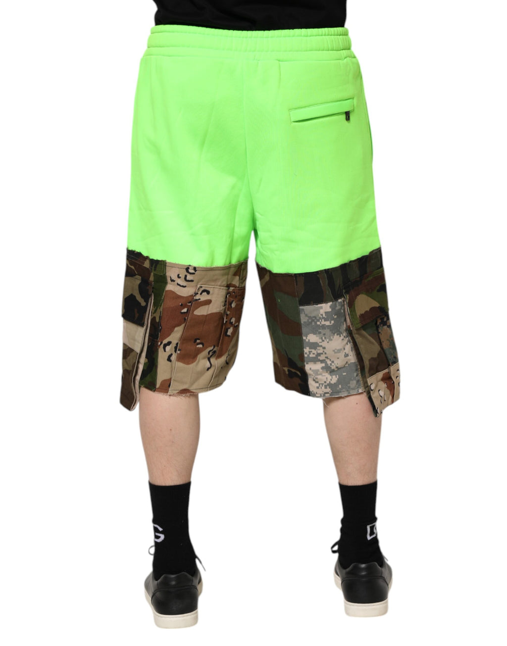 Dolce & Gabbana Green Patchwork Cargo Bermuda Shorts