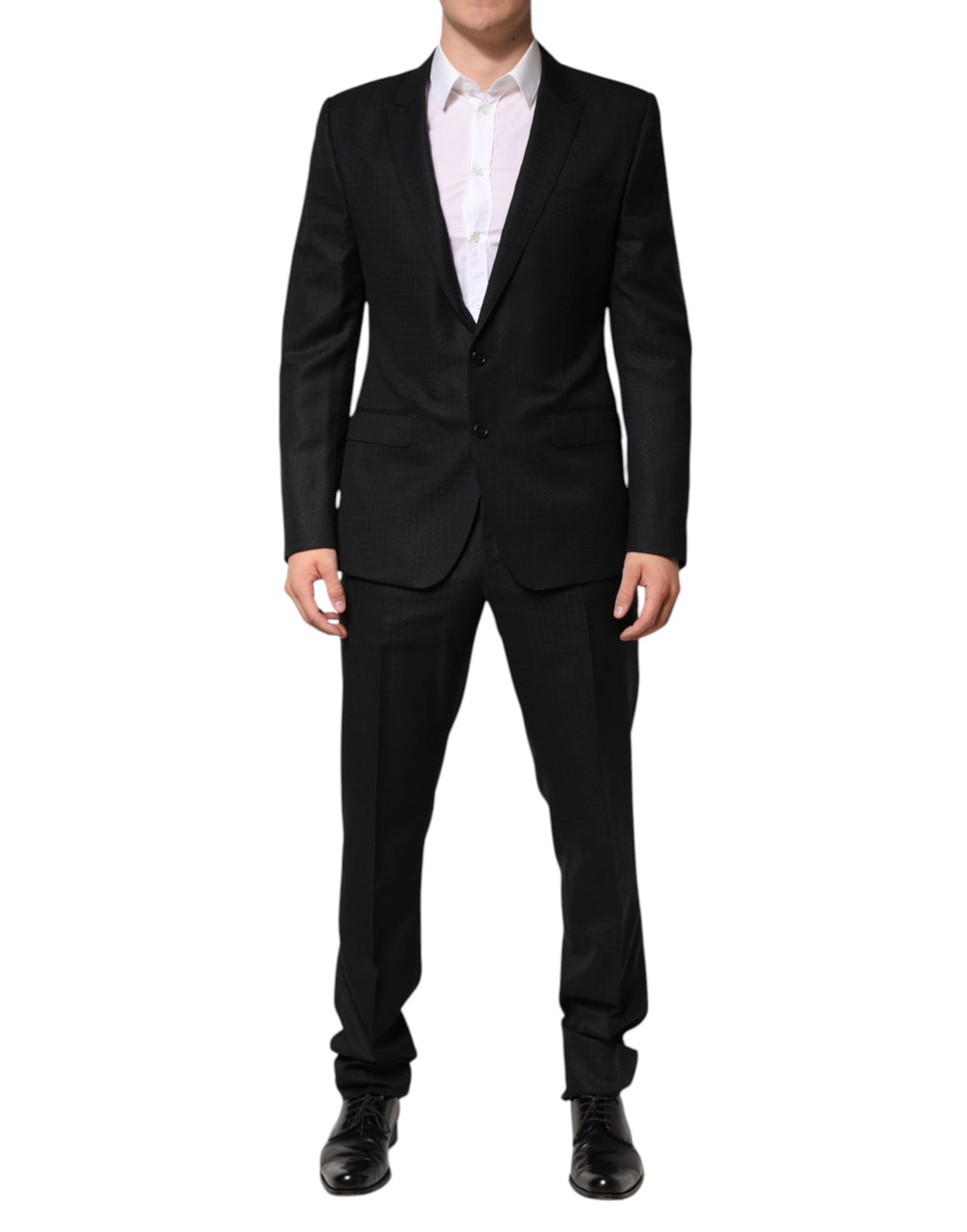 Dolce & Gabbana Dark Grey Jacquard Single-Breasted 2-Piece Suit