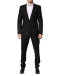 Dolce & Gabbana Dark Grey Jacquard Single-Breasted 2-Piece Suit
