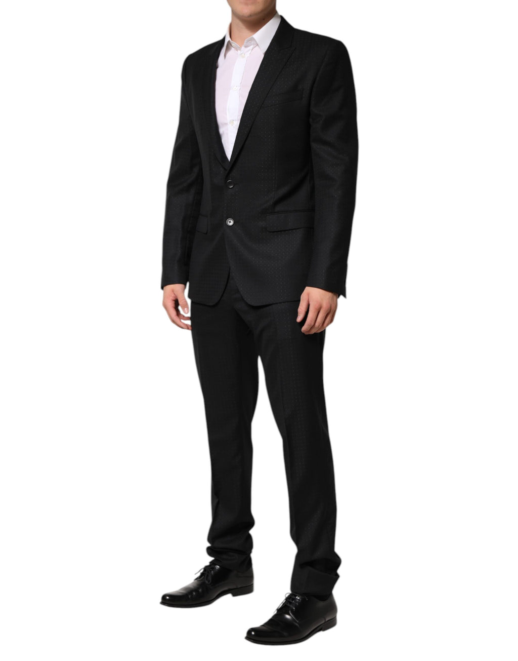 Dolce & Gabbana Dark Grey Jacquard Single-Breasted 2-Piece Suit