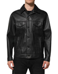 Dolce & Gabbana Black Polyester Button-Down Biker Jacket