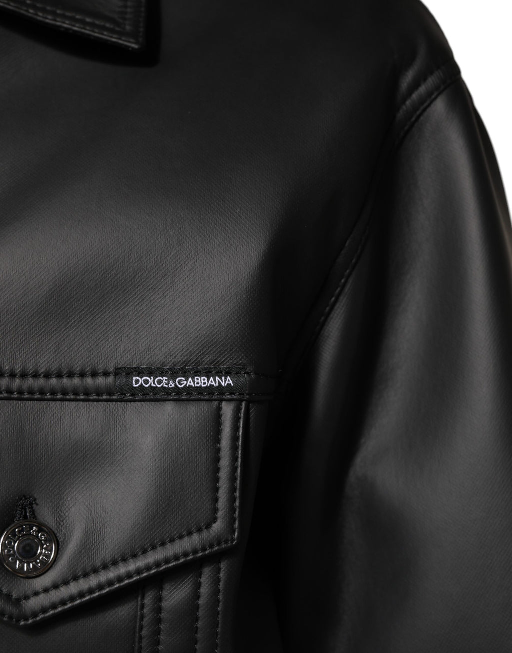 Dolce & Gabbana Black Polyester Button-Down Biker Jacket