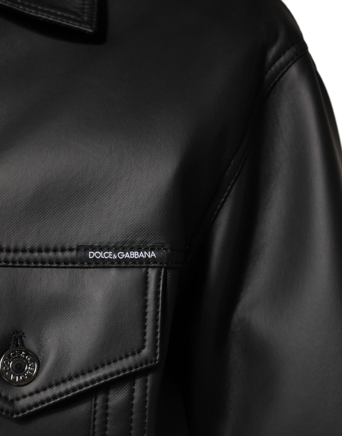 Dolce & Gabbana Black Polyester Button-Down Biker Jacket