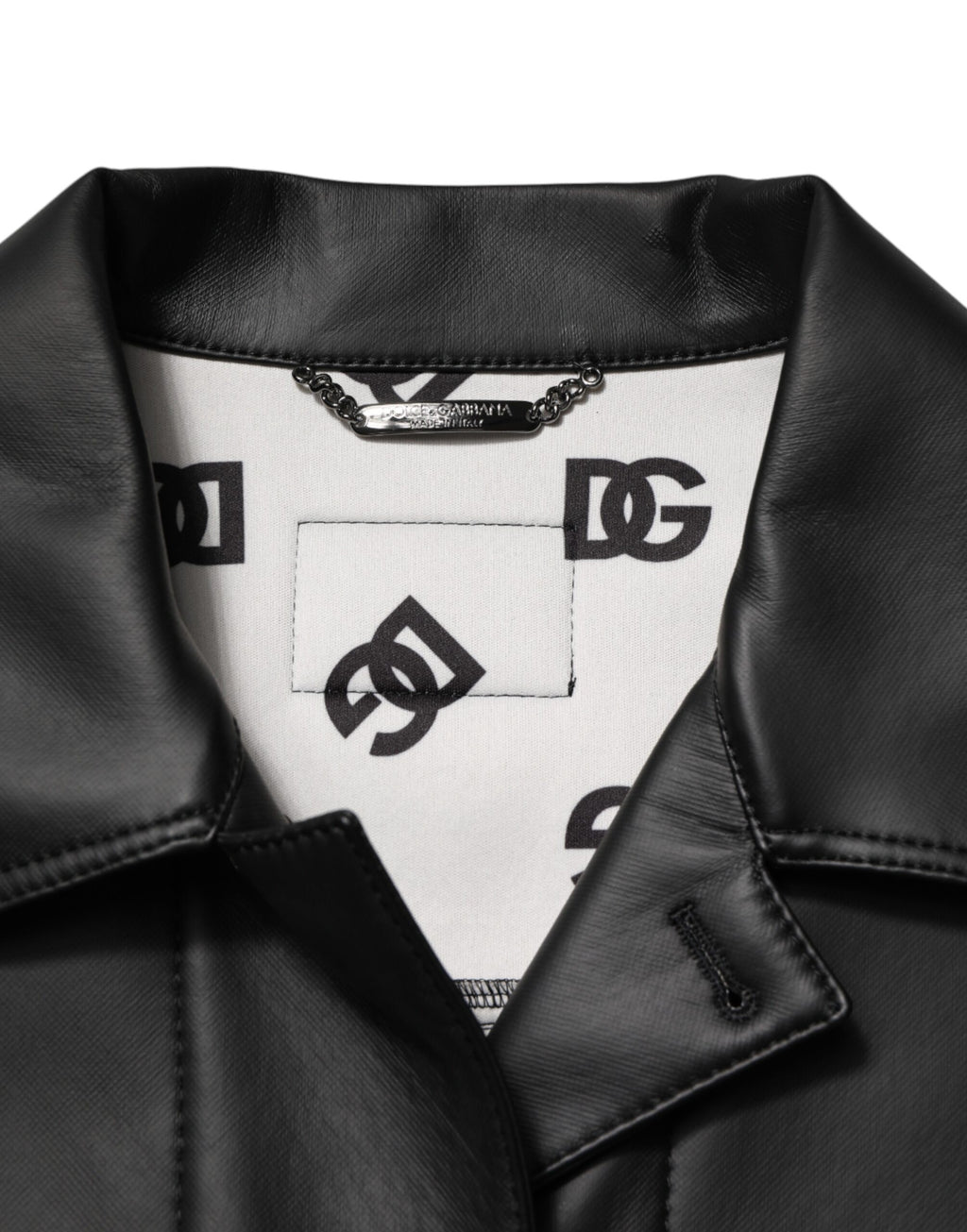 Dolce & Gabbana Black Polyester Button-Down Biker Jacket