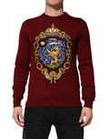 Dolce & Gabbana Burgundy Cashmere Lion Crest Sweater