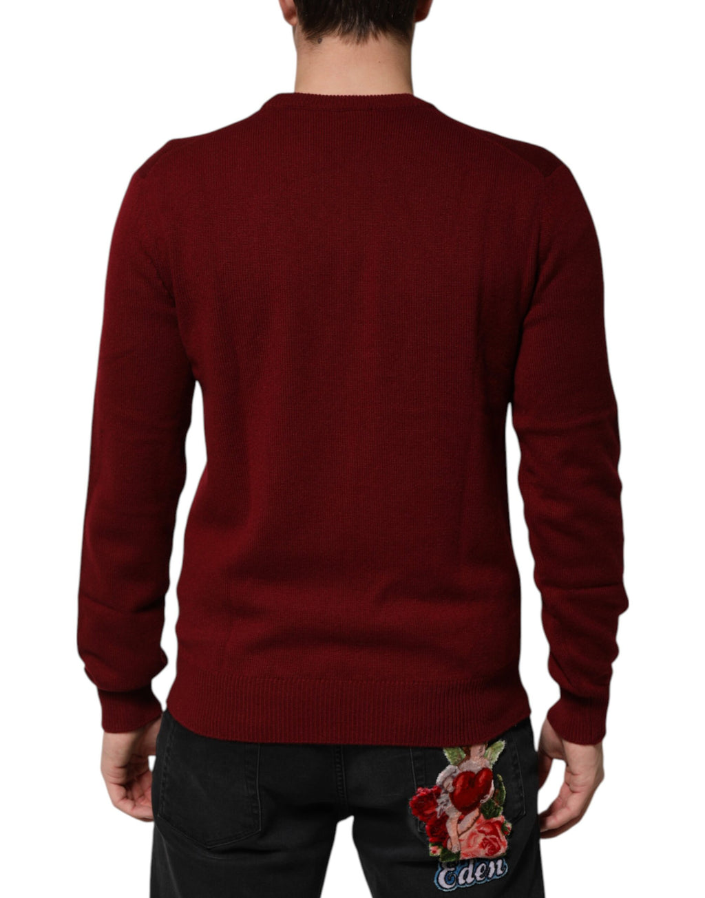 Dolce & Gabbana Burgundy Cashmere Lion Crest Sweater