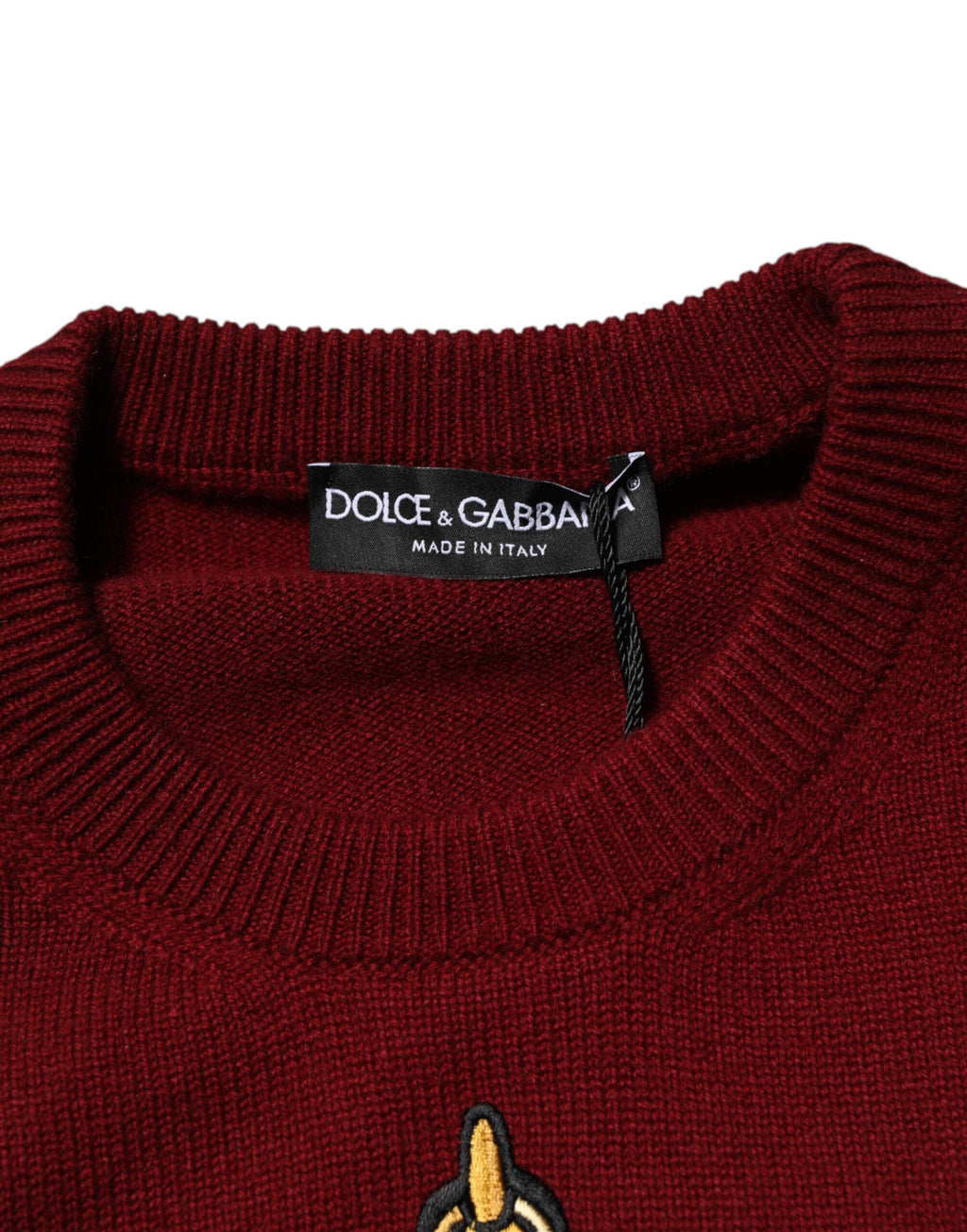 Dolce & Gabbana Burgundy Cashmere Lion Crest Sweater
