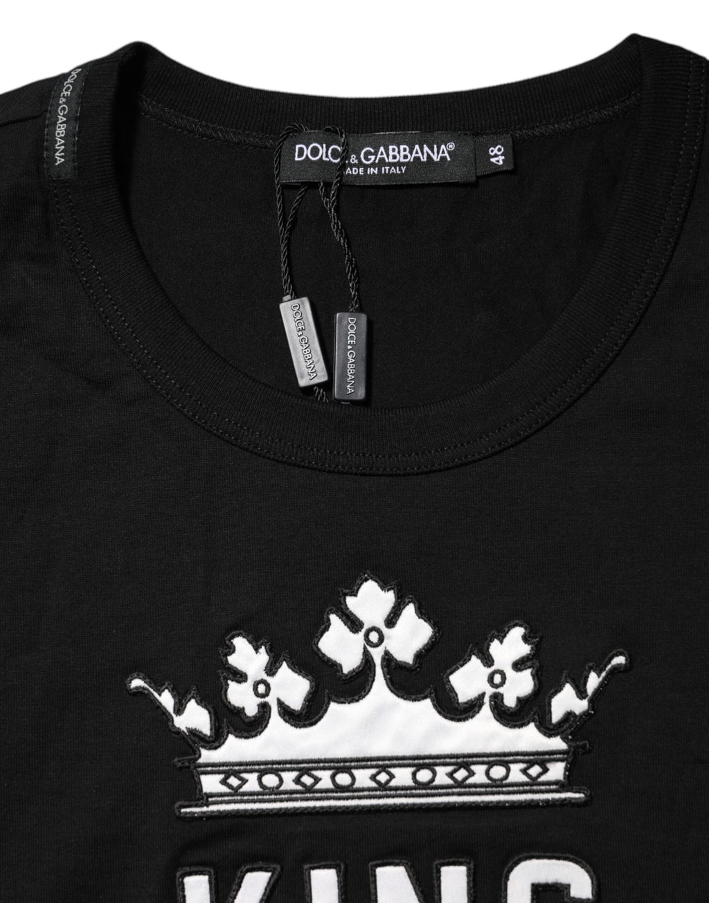Dolce & Gabbana Black DG King Crown Cotton Crew Neck T-Shirt