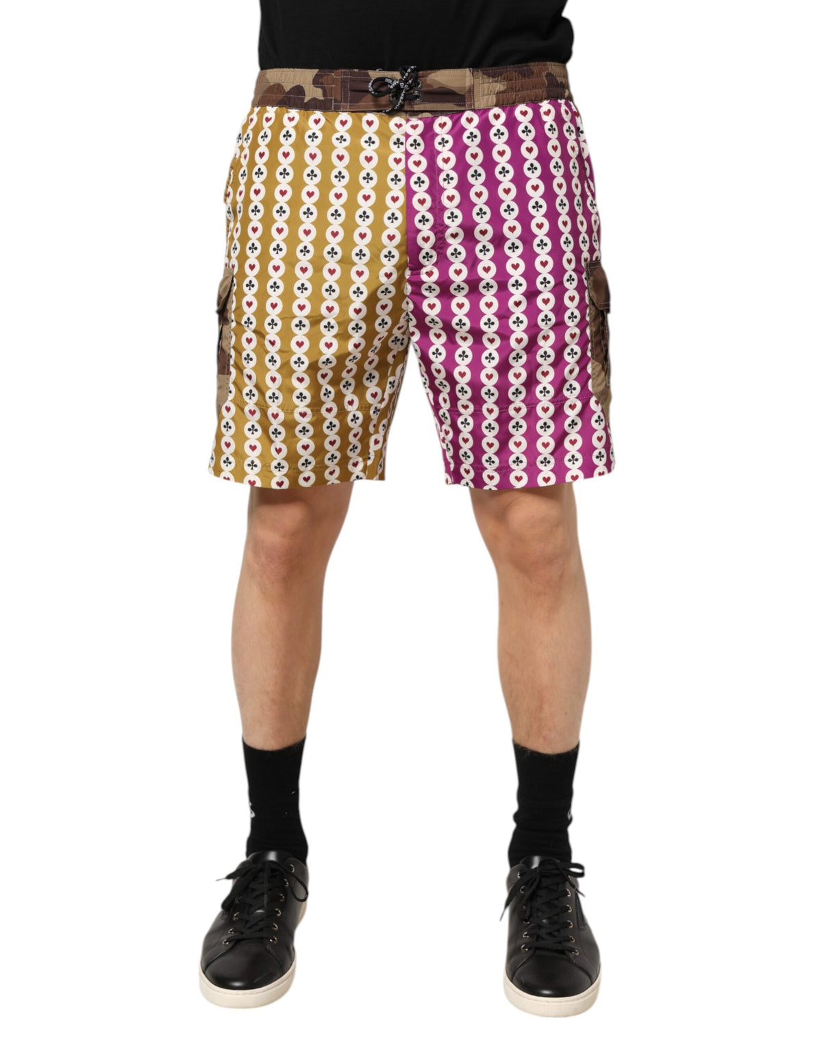 Dolce & Gabbana Multicolor Playing Card Camouflage Swim Shorts