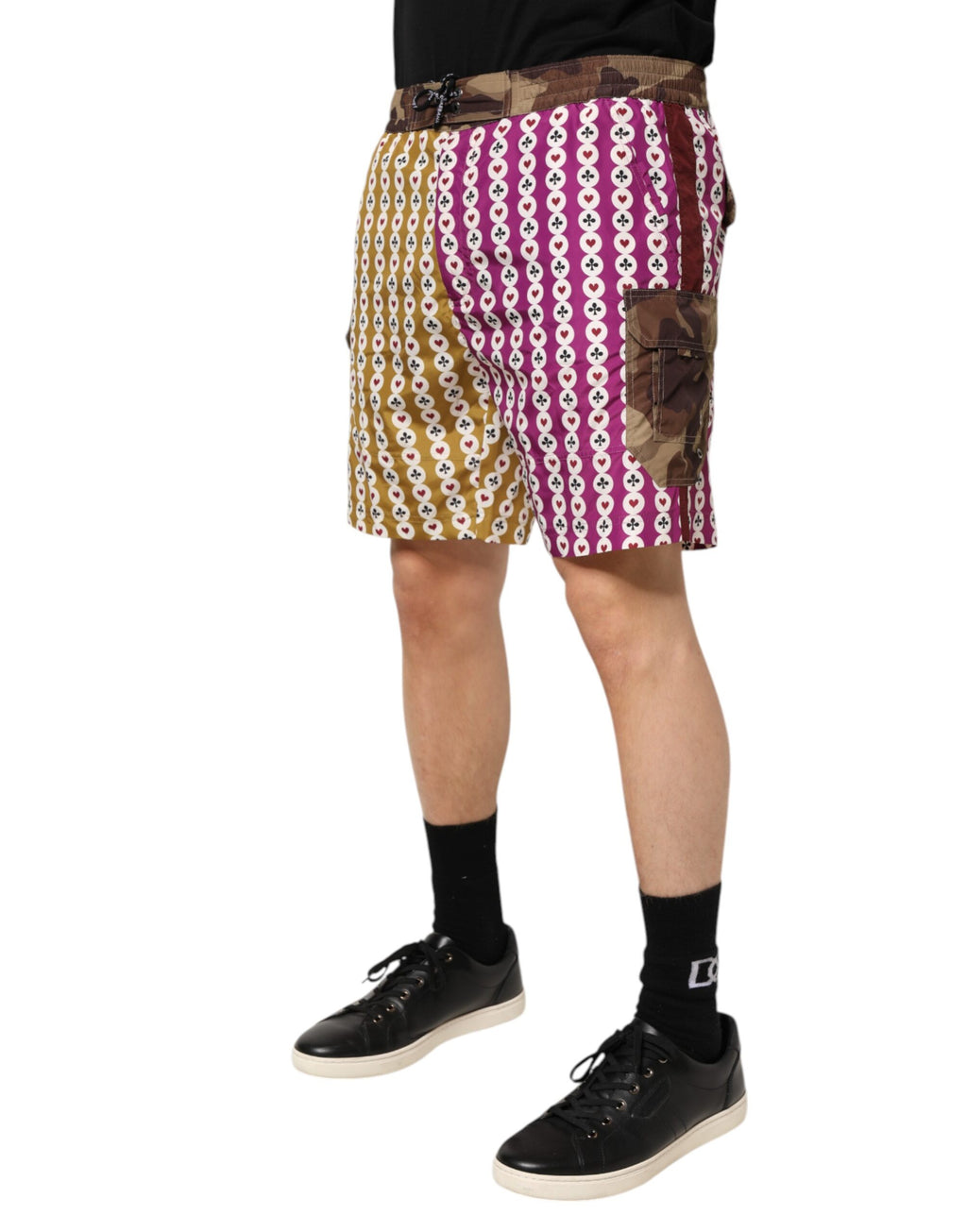 Dolce & Gabbana Multicolor Playing Card Camouflage Swim Shorts