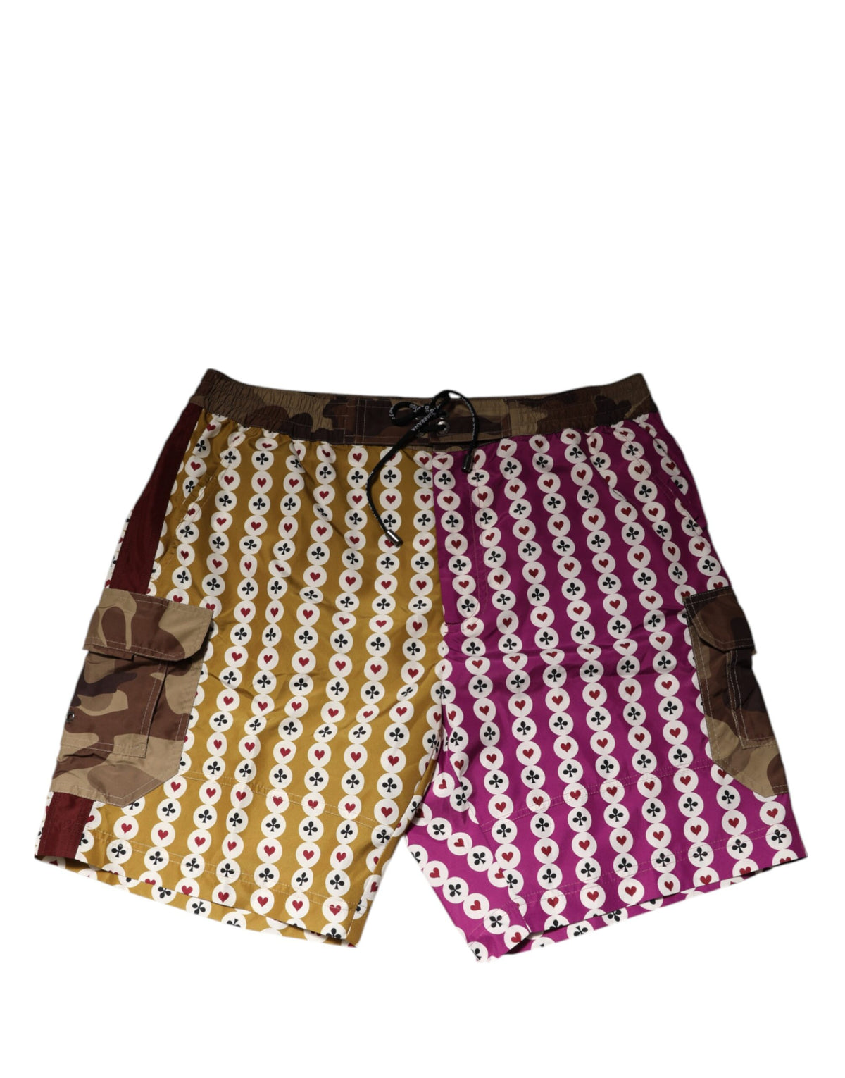Dolce & Gabbana Multicolor Playing Card Camouflage Swim Shorts