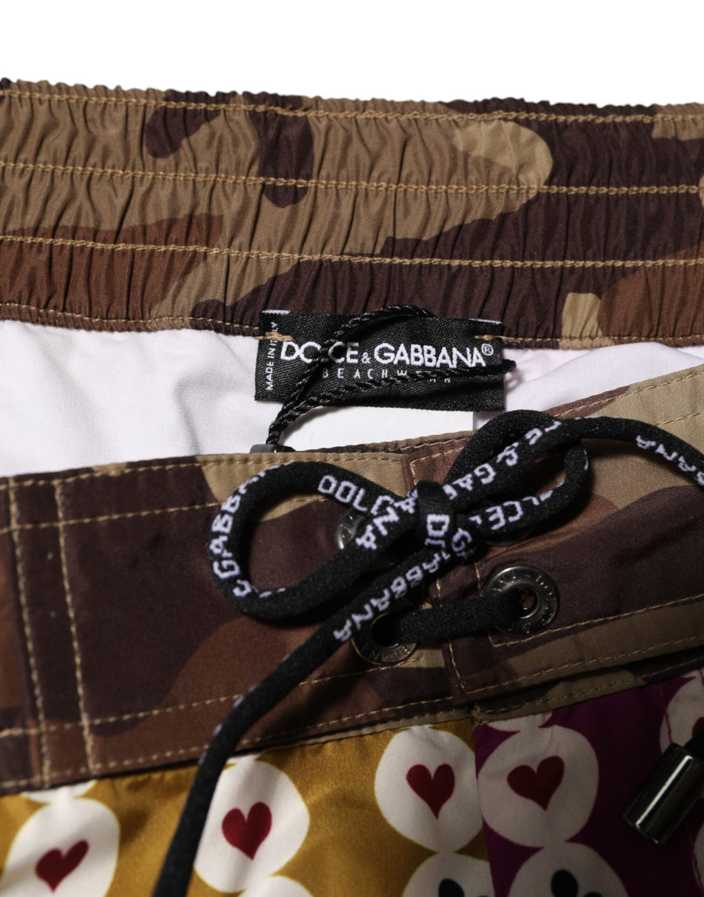 Dolce & Gabbana Multicolor Playing Card Camouflage Swim Shorts