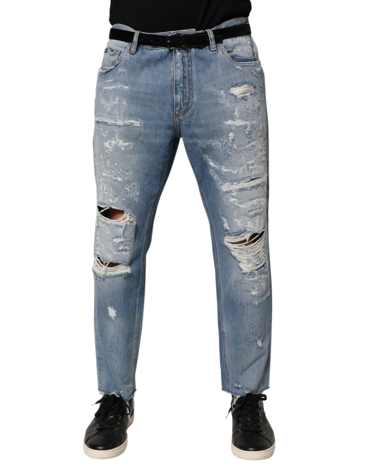 Dolce & Gabbana Blue Distressed Ripped Jeans