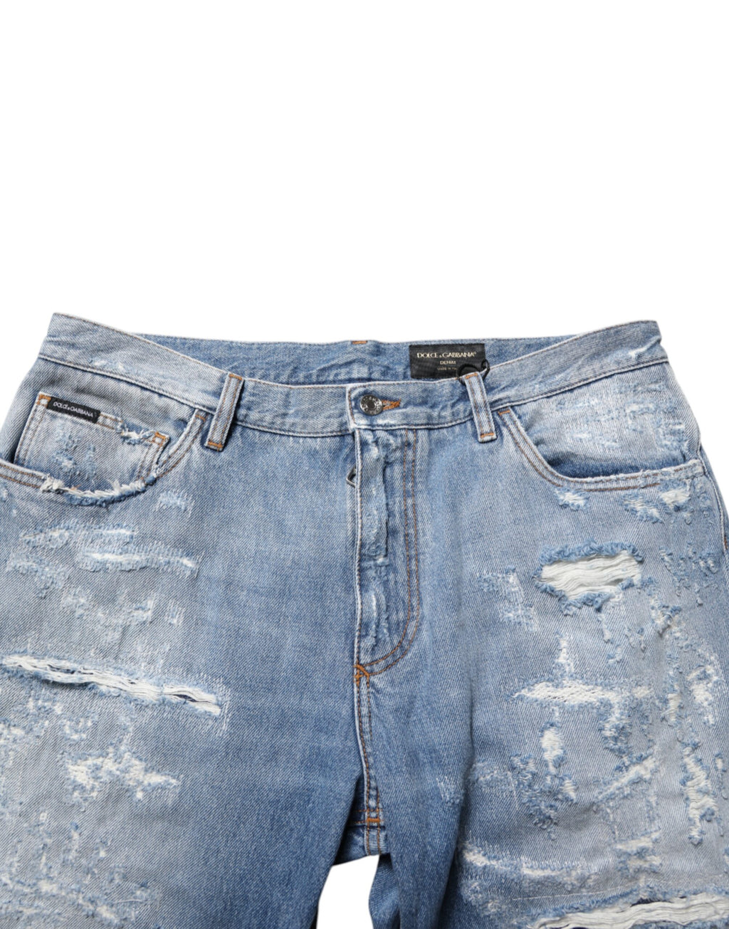 Dolce & Gabbana Blue Distressed Ripped Jeans