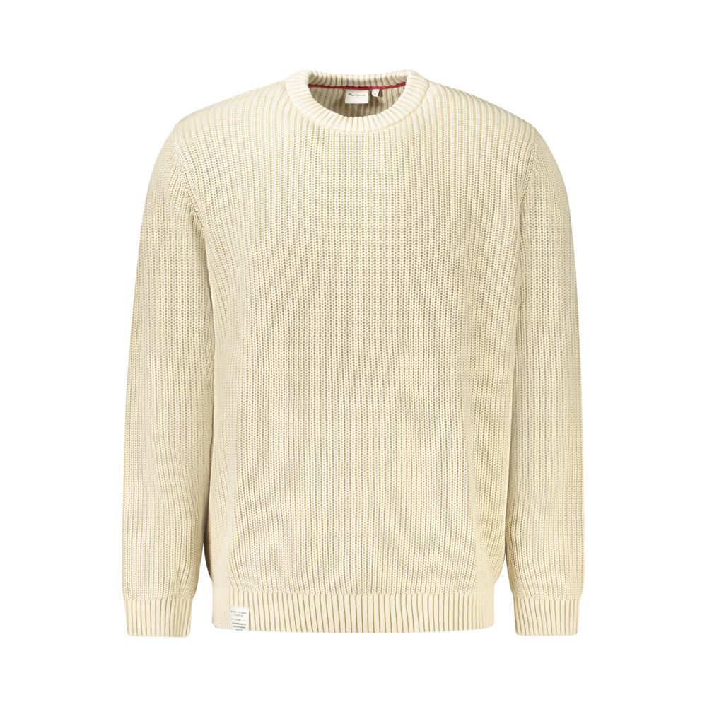Beige Cotton Men Sweater