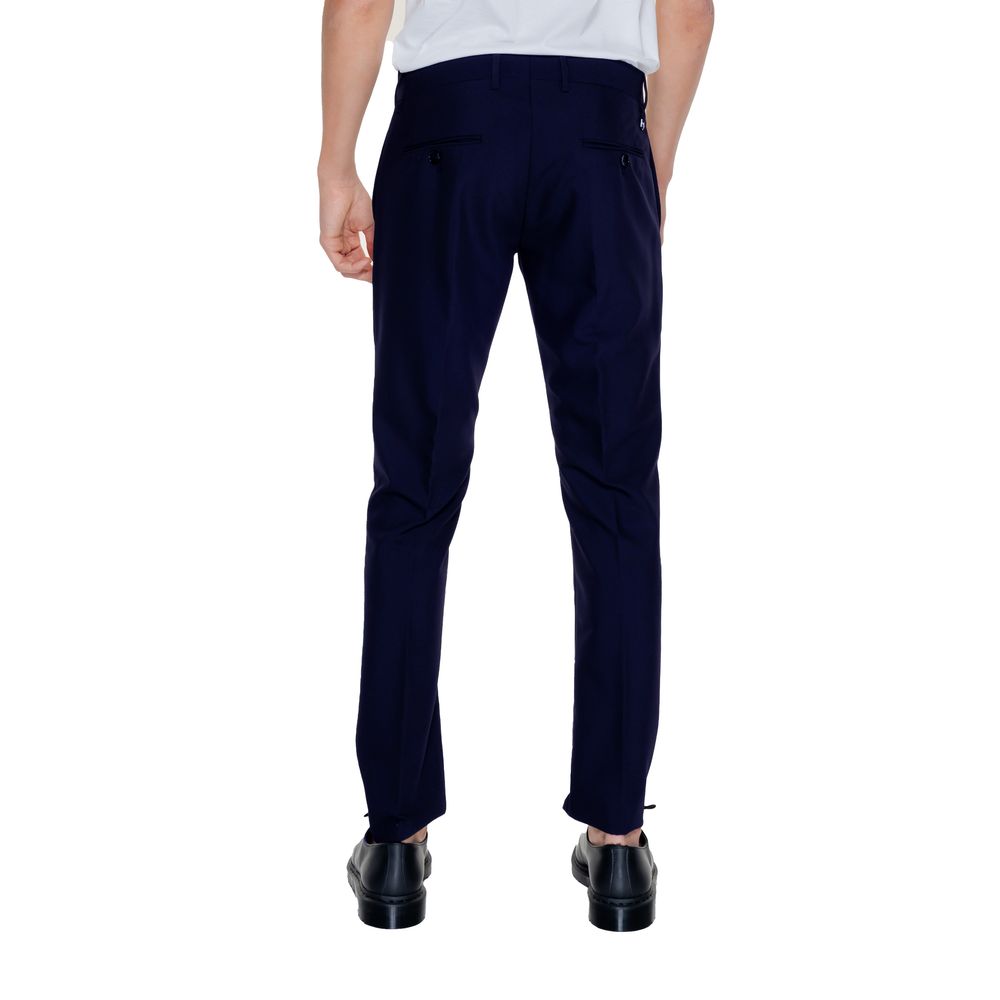 Blue Polyester Dress Pants