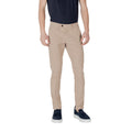 Beige Cotton Skinny Pants