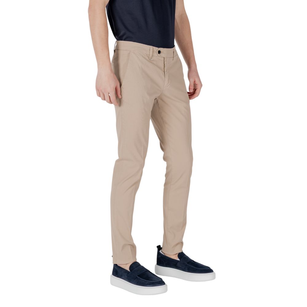 Beige Cotton Skinny Pants